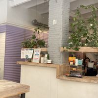 That liiiitle tiny sign on the post is how high the water got in the great flood of October 1957. Interesting!  at Almalibre Acai Bar in Valencia