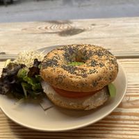 Bagel with sour cream and Avocado  at Almalibre Acai Bar in Valencia