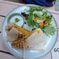 Quesadilla with seitan at Almalibre Acai Bar in Valencia