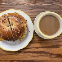 Fakin Egg and Cheese. Coffee with Oat. at Cardinal Provisions in Asbury Park