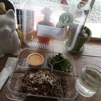 Not Vegan (contains honey) Sobe noodles with minty salad, slaw, & ginger dressing at Squeeze Juice Works in St Petersburg