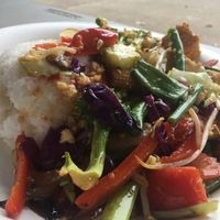Vegan dish: veggies and tofu at Ae's Thai Kitchen - Food Truck in Hana