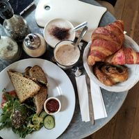Croque houmous-aubergines-pesto rosso  at Le Pain Quotidien in Brussels