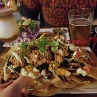 Nachos with Jackfruit and Pina Colada at No Bones Beach Club in Seattle