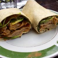 vege chicken & avocado wrap at Hyde Park Book Club in Leeds