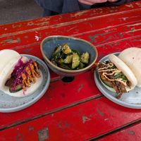 Boa buns and cucumber salad at Hyde Park Book Club in Leeds