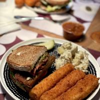 Killer BLAT, potato salad, and fried mozzarella at The Butcher's Son in Berkeley