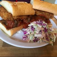 fried mozzarella and meatball sandwich    at The Butcher's Son in Berkeley