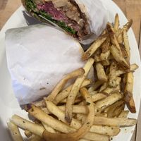 Jackfruit Sandwich and Garlic Fries   at The Butcher's Son in Berkeley