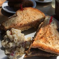 Reuben with macaroni salad at The Butcher's Son in Berkeley