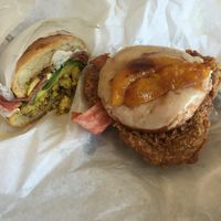 brunch!! #thisismyaddiction and a throwback donut bacon chicken sandwich, 2016  at The Butcher's Son in Berkeley