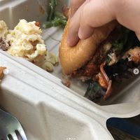 My husband couldn't wait for me to take a picture of his BBQ Bacon Burger at The Butcher's Son in Berkeley