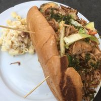 Jack fruit banh mi with a side of Mac salad at The Butcher's Son in Berkeley