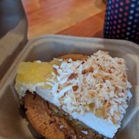Pineapple cheesecake atop couple of cookies - takeout desserts since brunch was so filling at The Butcher's Son in Berkeley