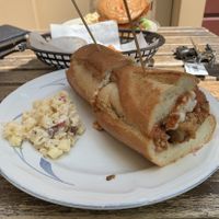 chicken parm and buffalo bacon chicken burger!! so good  at The Butcher's Son in Berkeley