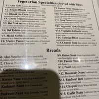 Veg Menu  at Bay Leaf Restaurant in New Bern