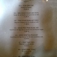 Menu at Chiang Rai Mai in Paris
