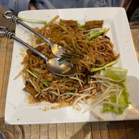 Jar sauce and Noodles that aren’t cooked. And microwaved tofu that is so hard it hurts your teeth.  at Chiang Rai Mai in Paris