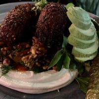 MERCIMEK KOFTE red lentil kofte, butternut cranberry
red rice, whipped tahini, turkish pepper at Mildreds - Kings Cross in North London