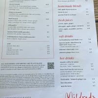Menu  at Mildreds - Kings Cross in North London