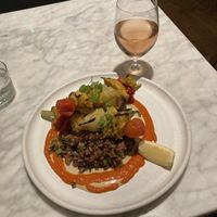 GF chikn kebabs & orange wine  at Mildreds - Kings Cross in North London