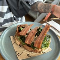 Avocado chilli toast with rashers  at Mildreds - Kings Cross in North London