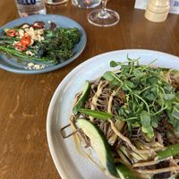 The grilled broccoli was amazing.  at Mildreds - Kings Cross in North London