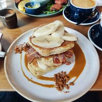 Banana and biscoff pancakes at Mildreds - Kings Cross in North London