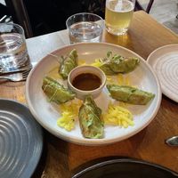Spinach gyoza  at Mildreds - Kings Cross in North London