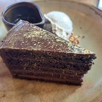 Something Chocolate with ganache and salted caramel ice cream at Mildreds - Kings Cross in North London