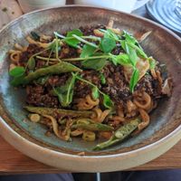 Shiitake tempeh dan dan noodles at Mildreds - Kings Cross in North London