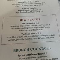 Weekend brunch menu - all vegan   at Mildreds - Kings Cross in North London