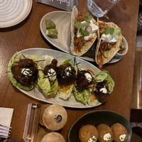 Tacos, cauliflower and arancini starters  at Mildreds - Kings Cross in North London