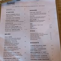 Menu (July 2019) at Mildreds - Kings Cross in North London
