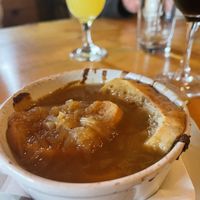 Vegan french onion soup  at La Guinguette in Black Mountain
