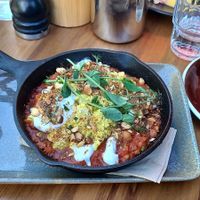 Vegan shakshuka and coffee at Kai Whakapai Cafe and Bar  in Wanaka