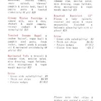 Vegan menu, October 2019 at Kai Whakapai Cafe and Bar  in Wanaka