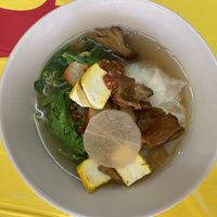 Noodles soup with big rice noodles  at Hongming Vegetarian Food in Krabi