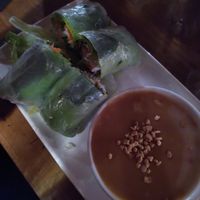 Vegetable summer rolls with peanut sauce at Pho in Cambridge