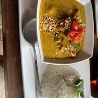 Spicy curry with This isn’t Chicken  at Pho in Cambridge