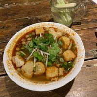 Hot & spicy tofu pho & fresh lemongrass tea  at Pho in Cambridge