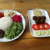 Vegan Mezza and Felafel Plate. Gluten free.  at Prava Bar in Koh Samui