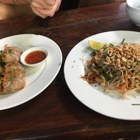 Spring rolls and pad Thai  at Am Vegetarian & Hideaway in Hoi An