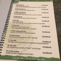 Menu  at Am Vegetarian & Hideaway in Hoi An