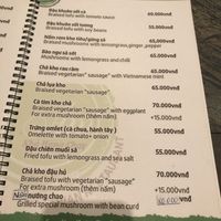 Menu at Am Vegetarian & Hideaway in Hoi An