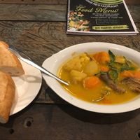 Mushroom curry with bread  at Am Vegetarian & Hideaway in Hoi An