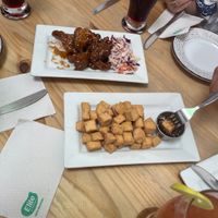 BBQ cauliflower wings plus crunchy tofu  at Seitan Urban Bistro in Lima