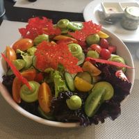 Garden salad - avocado cream, multicolored tomatoes  at Seitan Urban Bistro in Lima