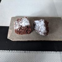 Small brownie for dessert at Seitan Urban Bistro in Lima