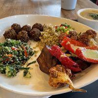 DND Maza - Falafel, tabbouli, freekeh, veggies, and lentil soup at Dish N' Dash in Fremont